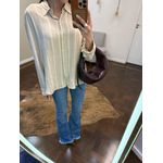 Camisa Listrada Linho Misto - Nude 