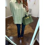 Camisa Listrada Linho Misto - Verde 