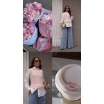 Blusa Tricot Franjas na Barra - Rosa Bebê