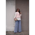 Blusa Tricot Franjas na Barra - Rosa Bebê