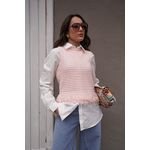 Blusa Tricot Franjas na Barra - Rosa Bebê