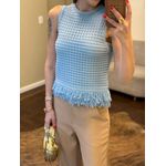 Blusa Tricot Franjas na Barra - Azul Bebê