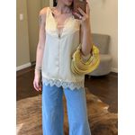 Regata Cetim e Renda Decote V - Off White 