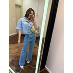 Camisa Jeans Manga Curta Lavagem Clara 