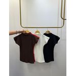 Kit BASICMATCH | 3 Blusas Ribanadas Assimétricas - Marrom/Off White/Preta