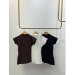 Kit BASICMATCH | 3 Blusas Ribanadas Assimétricas - Marrom/Off White/Preta