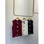 Colete Tricot Botões Orgânicos - Vinho