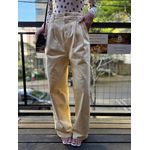 Calça Jeans Pantalona Cós Elástico Atrás - Amarelo 