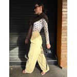 Calça Jeans Pantalona Cós Elástico Atrás - Amarelo 