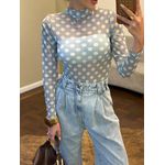 Calça Jeans Pantalona Cós Elástico Atrás - Claro Marmorizado 