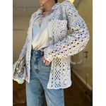 Maxi Camisa Crochê Maquinetado - Creme 