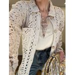 Maxi Camisa Crochê Maquinetado - Creme 