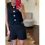 Conjunto Alfaiataria Botão Joia - Preto