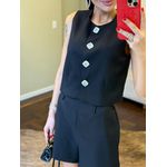 Conjunto Alfaiataria Botão Joia - Preto