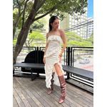 Vestido Tomara que Caia Babados e Fenda Alessandra - Off White 