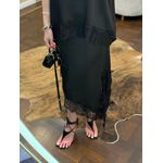 Saia Cetim e Renda Assimétrica - Preta