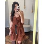 Vestido Curto Chiffon Alça - Babados Suave Frente 