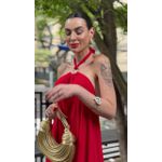 Vestido Red Longo Frente Única Argola 