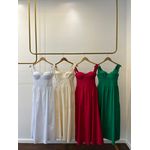 Vestido Tricoline Meia-Taça Liso - Vermelho