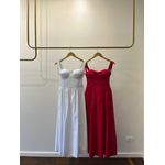 Vestido Tricoline Meia-Taça Liso - Vermelho