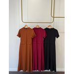 Vestido 100% Algodão Bolsos Elegance - Cor Telha 