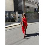 Vestido Tomara que Caia Babados e Fenda Alessandra - Preto