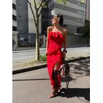 Vestido Tomara que Caia Babados e Fenda Alessandra - Preto