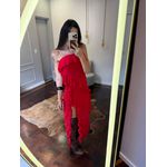 Vestido Tomara que Caia Babados e Fenda Alessandra - Preto