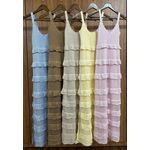 Vestido Tricot Longo Babadinhos Texturas - Azul Bebê 