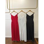 Vestido Poá Midi de Alça Heloísa - Preto 