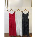 Vestido Poá Midi de Alça Heloísa - Vermelho 