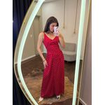 Vestido Poá Midi de Alça Heloísa - Vermelho 