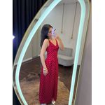 Vestido Poá Midi de Alça Heloísa - Vermelho 