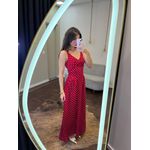 Vestido Poá Midi de Alça Heloísa - Vermelho 