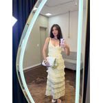 Vestido Tricot Longo Babadinhos Texturas - Amarelo Manteiga 