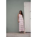 Vestido Tricot Longo Babadinhos Texturas - Rosa Bebê