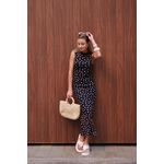 Vestido Tule Nadador Poá - Preto com Poá Branco 