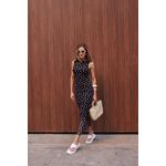 Vestido Tule Nadador Poá - Preto com Poá Branco 