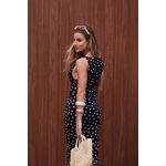 Vestido Tule Nadador Poá - Preto com Poá Branco 