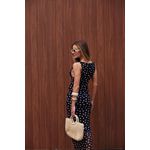 Vestido Tule Nadador Poá - Preto com Poá Branco 