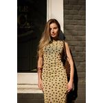 Vestido Tule Nadador Poá - Amarelo com Poá Marrom 