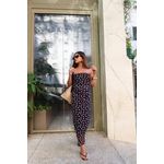 Vestido Tule Tomara que Caia Poá - Preto com Poá Branco 