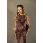 Vestido Tule Nadador Poá - Marrom com Poá Off White