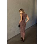 Vestido Tule Nadador Poá - Marrom com Poá Off White