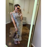 Vestido Tule Nadador Poá - Off White com Poá Preto 