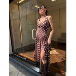 Vestido Ariela - Marrom com Poá Off White