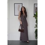 Vestido Gola Boba Poá - Branco com Poá Preto 