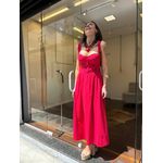 Vestido Tricoline Meia-Taça Liso - Vermelho