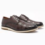 Sapato Casual Oxford Masculino Quadriculado Pinhão