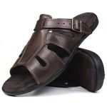 Chinelo Masculino De Couro Chocolate